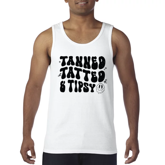 Tanned Tatted And Tipsy Trendy Beach Summer Vacation Tank Top