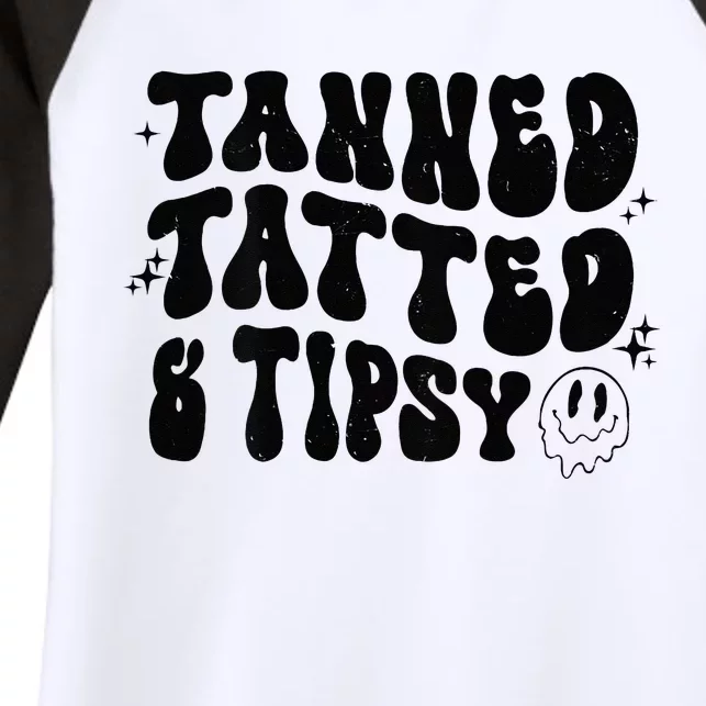 Tanned Tatted And Tipsy Trendy Beach Summer Vacation Women's Tri-Blend 3/4-Sleeve Raglan Shirt