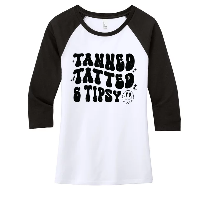 Tanned Tatted And Tipsy Trendy Beach Summer Vacation Women's Tri-Blend 3/4-Sleeve Raglan Shirt