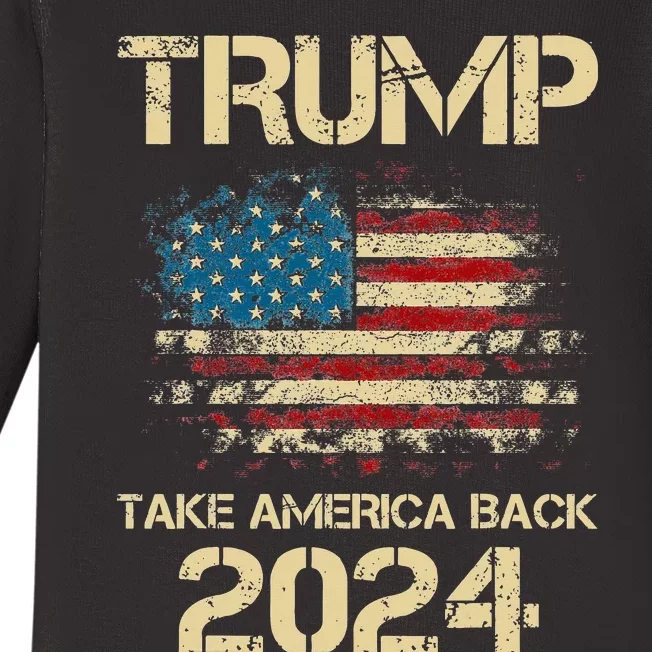 Trump Take America Back 2014 Stars and Stripes American Flag Baby Long Sleeve Bodysuit