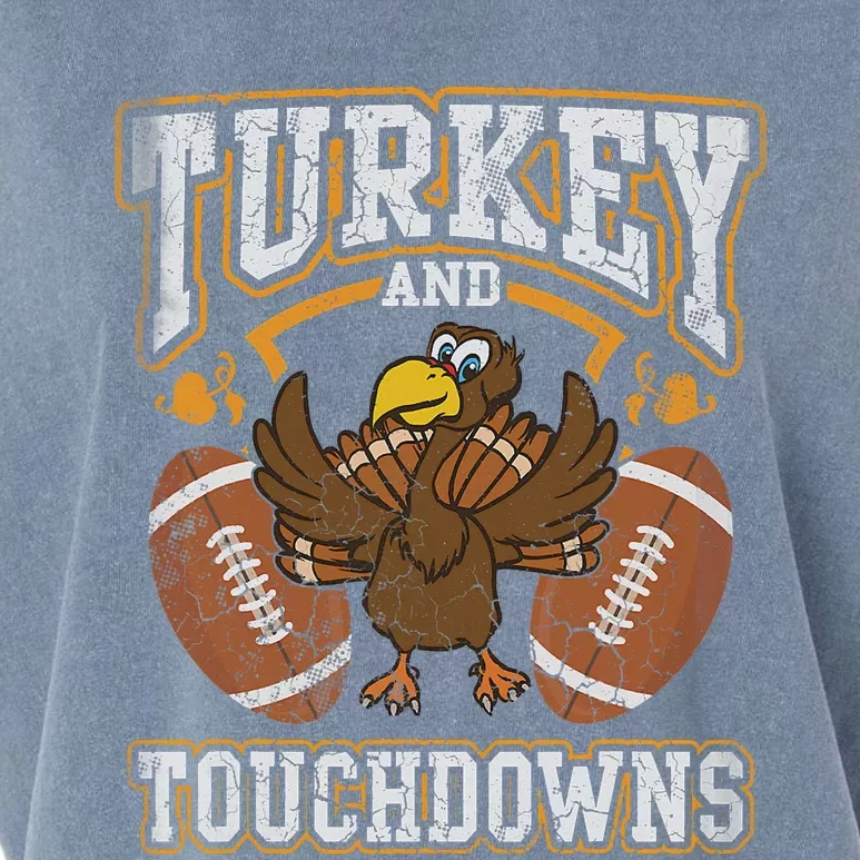 Thanksgiving Turkey And Touchdowns Football Garment-Dyed Women's Muscle Tee