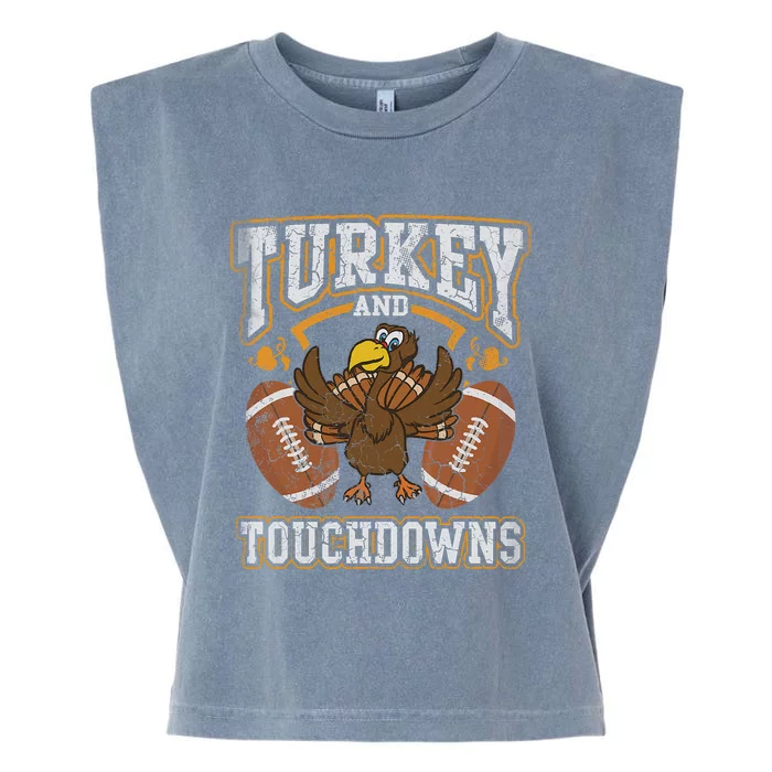 Thanksgiving Turkey And Touchdowns Football Garment-Dyed Women's Muscle Tee