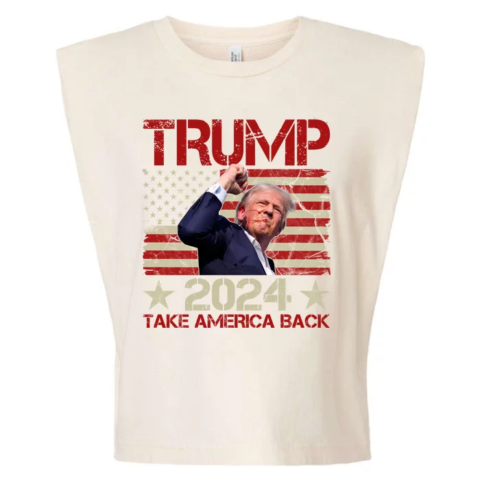 Trump Take America Back Fist Pump Shot Rally 2024 Garment-Dyed Women's Muscle Tee