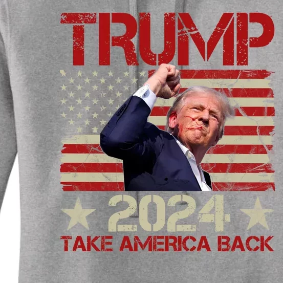 Trump Take America Back Fist Pump Shot Rally 2024 Women's Pullover Hoodie