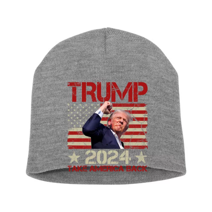 Trump Take America Back Fist Pump Shot Rally 2024 Short Acrylic Beanie