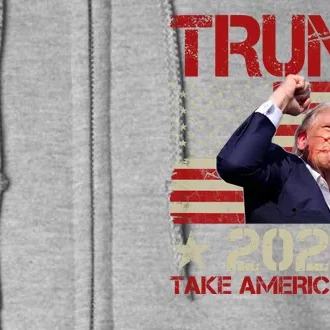 Trump Take America Back Fist Pump Shot Rally 2024 Full Zip Hoodie