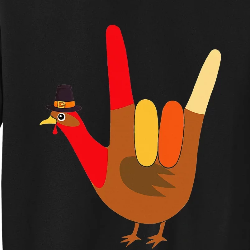 Thanksgiving Turkey ASL Love Gesture Adorable Holiday Sweatshirt