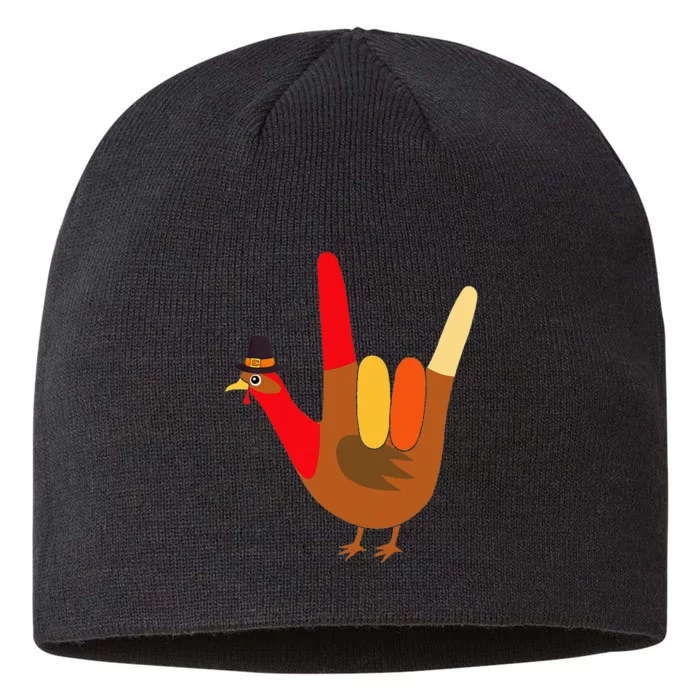 Thanksgiving Turkey ASL Love Gesture Adorable Holiday 8 1/2in Sustainable Knit Beanie