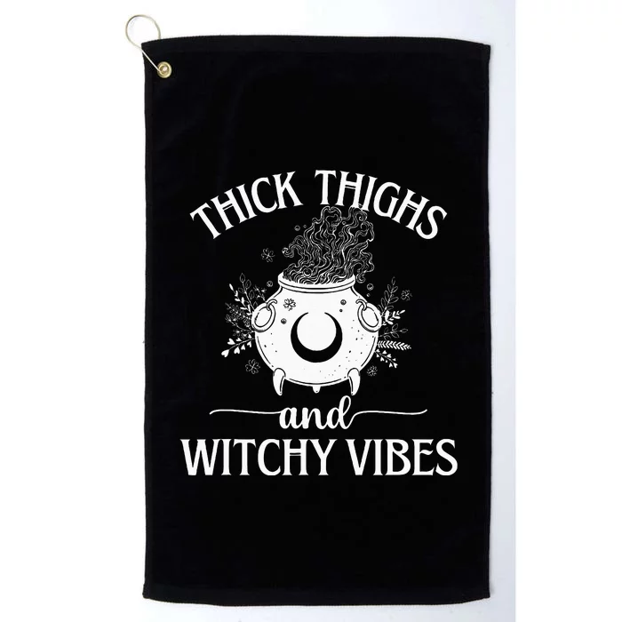 Thick Thighs And Witchy Vibes Halloween For Women Platinum Collection Golf Towel