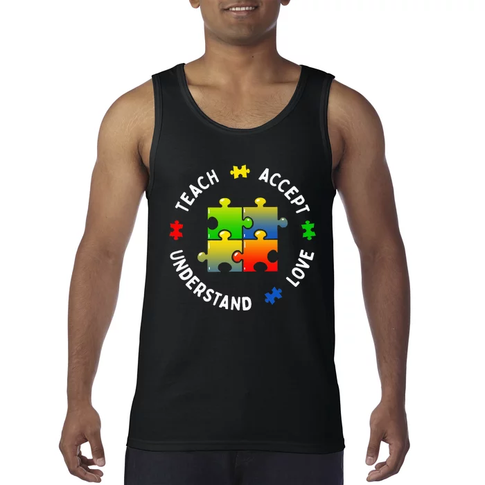 Teacher Teach Accept Understand Autism Community Tank Top