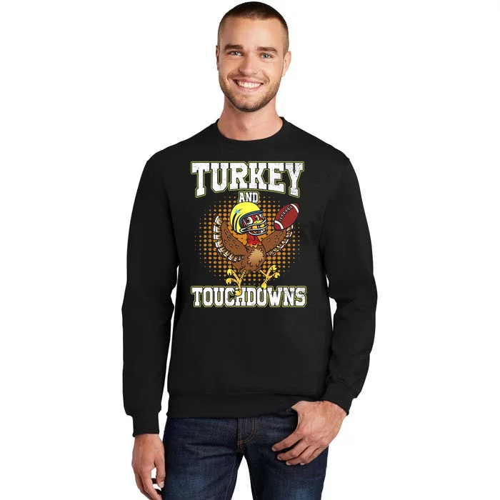 Thanksgiving Turkey And Touchdowns Football Lover Autumn Sweatshirt