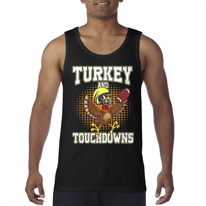 Thanksgiving Turkey And Touchdowns Football Lover Autumn Tank Top