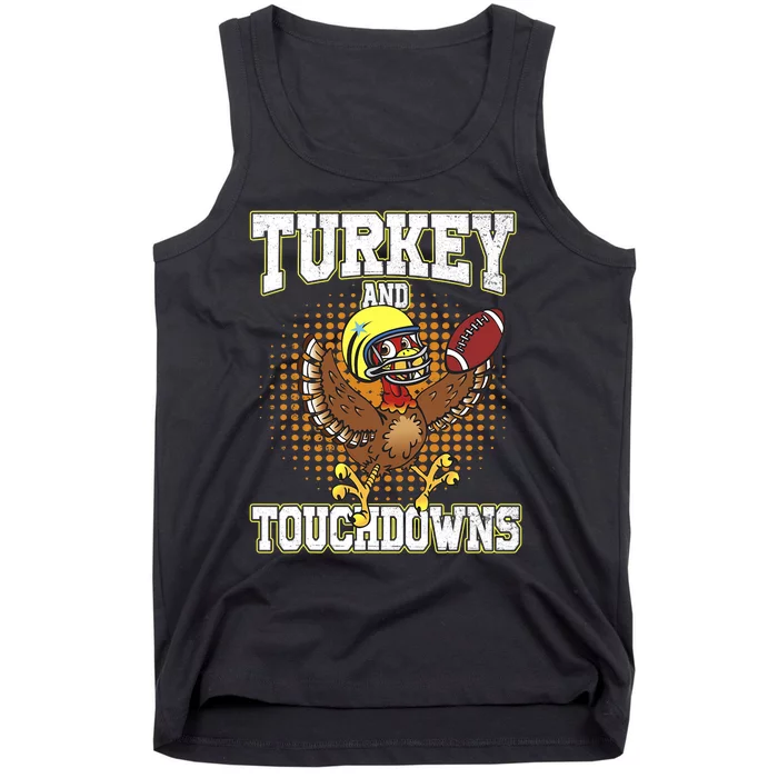 Thanksgiving Turkey And Touchdowns Football Lover Autumn Tank Top