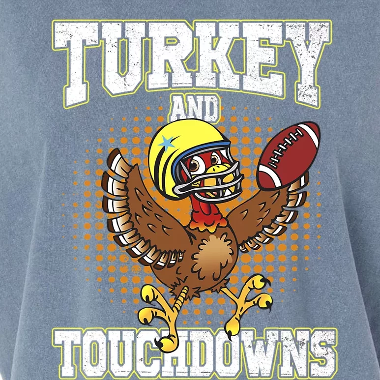 Thanksgiving Turkey And Touchdowns Football Lover Autumn Garment-Dyed Women's Muscle Tee