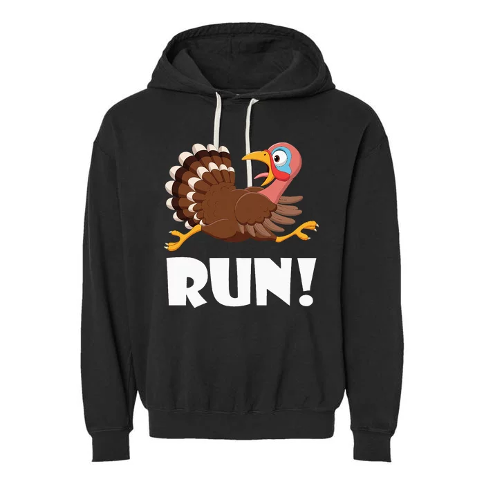 Turkey Trot Adult Running Costume Face Run Garment-Dyed Fleece Hoodie