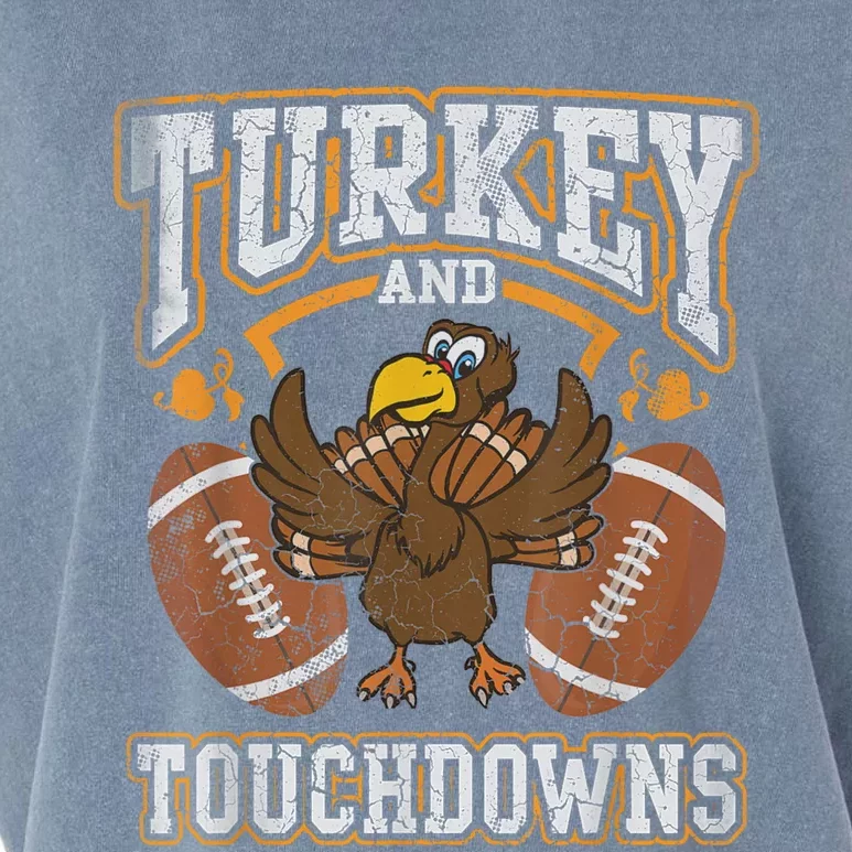 Thanksgiving Turkey And Touchdowns Football Garment-Dyed Women's Muscle Tee