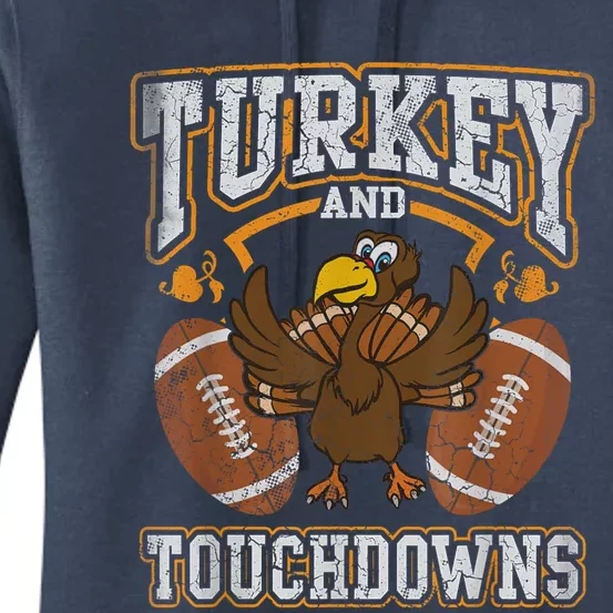 Thanksgiving Turkey And Touchdowns Football Women's Pullover Hoodie