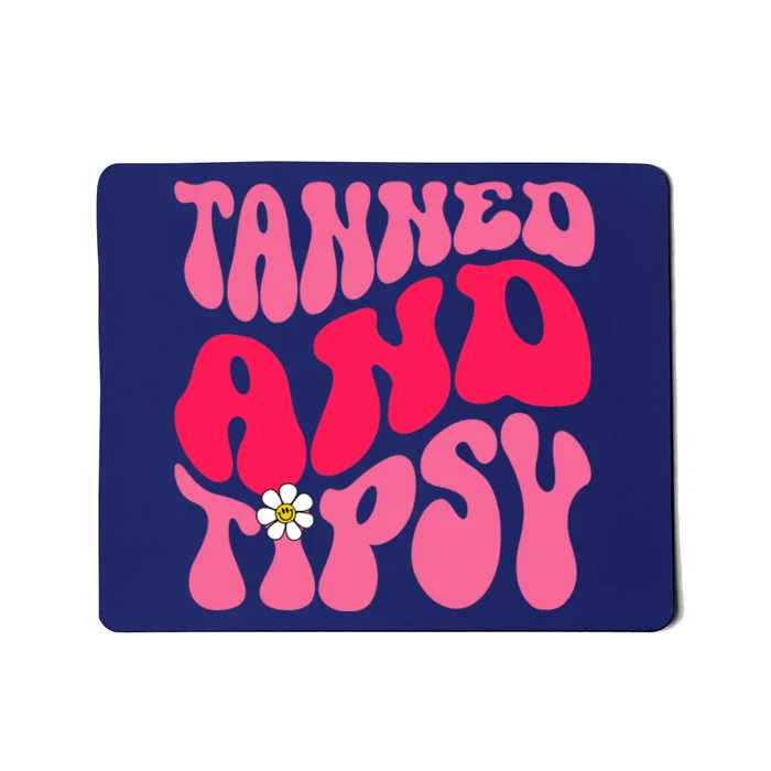 Tanned Tatted and Tipsy Summer Vibes Floral Groovy Hippie Mousepad