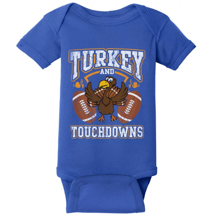 Thanksgiving Turkey And Touchdowns Football Cute Gift Baby Bodysuit