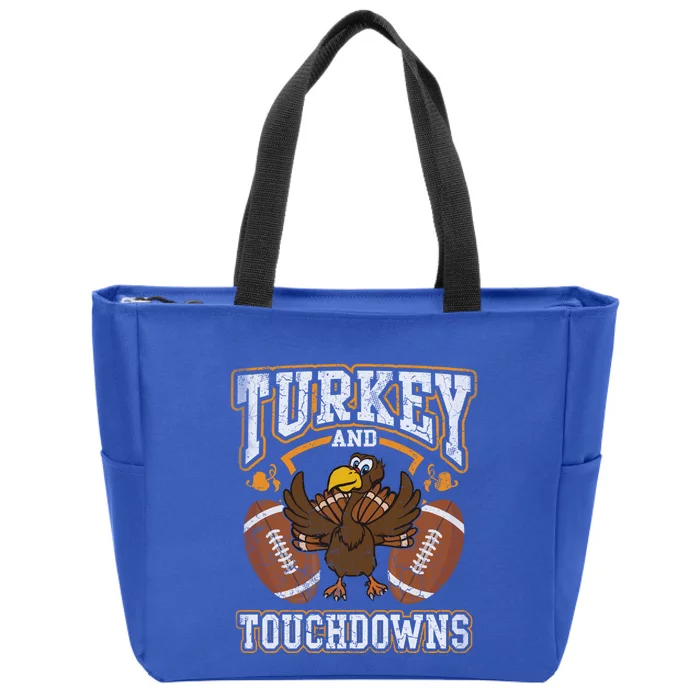 Thanksgiving Turkey And Touchdowns Football Cute Gift Zip Tote Bag