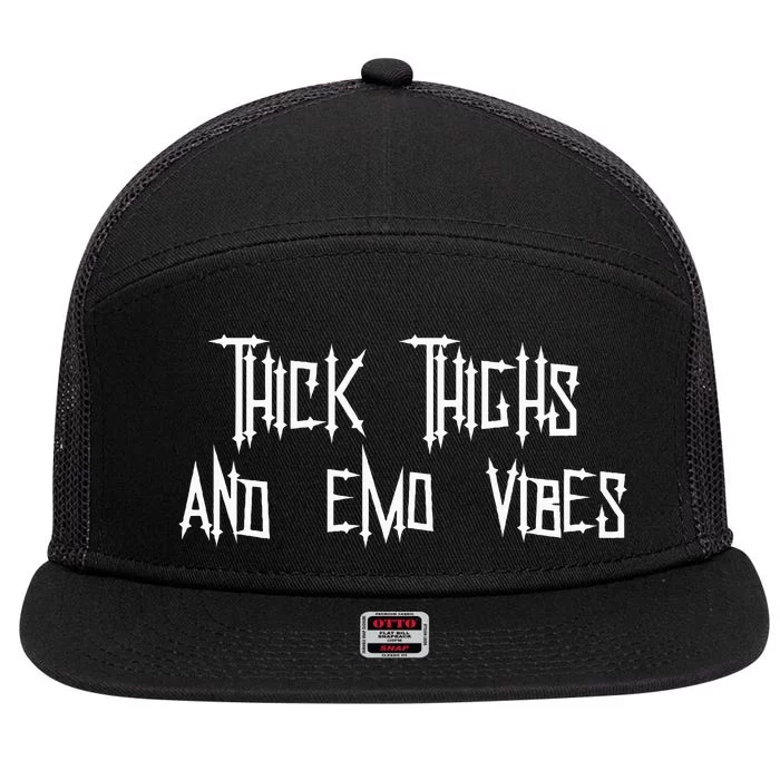 Thick Thighs And Emo Vibes Alternative Emo Music Alt Goth 7 Panel Mesh Trucker Snapback Hat