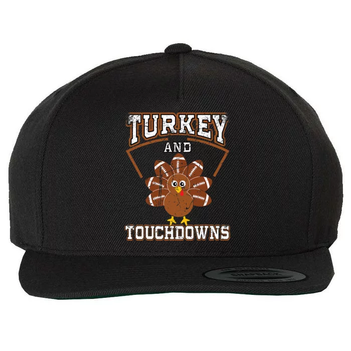 Thanksgiving Turkey And Touchdowns Football Wool Snapback Cap