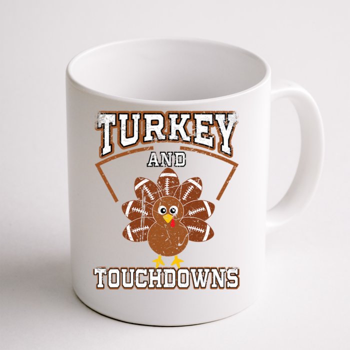 Thanksgiving Turkey And Touchdowns Football Front & Back Coffee Mug