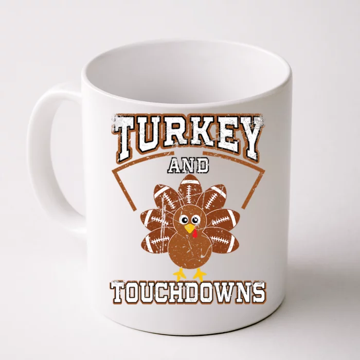 Thanksgiving Turkey And Touchdowns Football Front & Back Coffee Mug