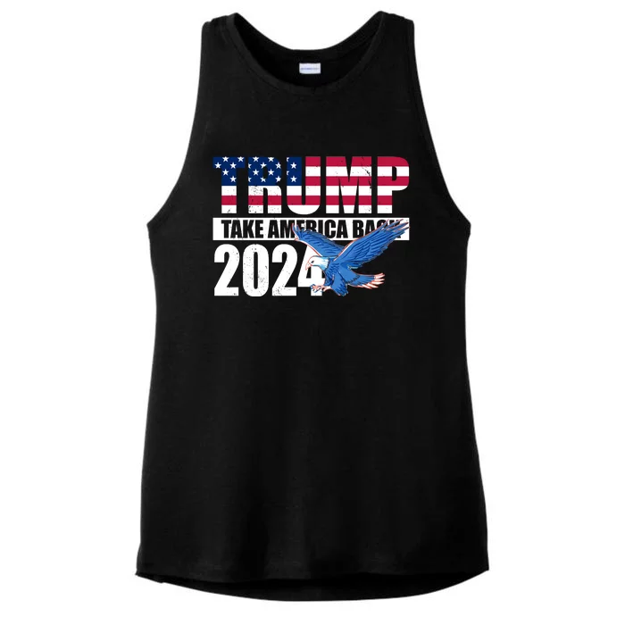 Trump Take America Back 2024 Eagle Ladies Tri-Blend Wicking Tank