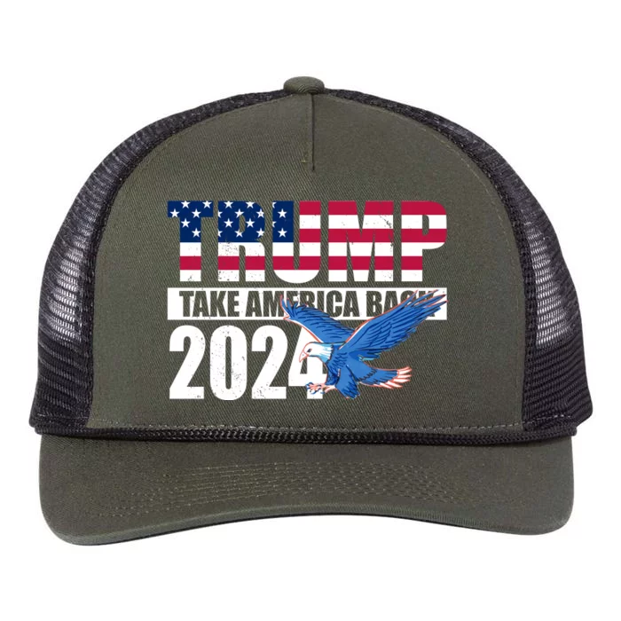 Trump Take America Back 2024 Eagle Retro Rope Trucker Hat Cap