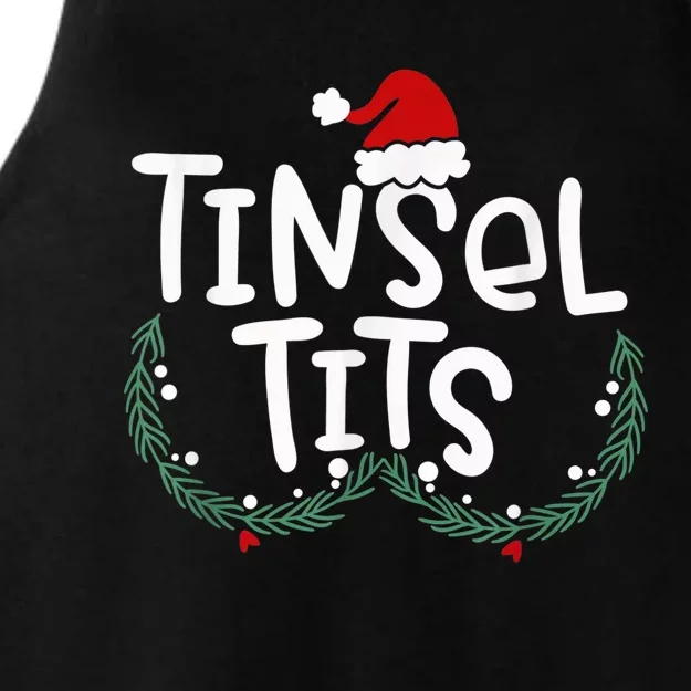 Tinsel Tits And Jingle Balls Funny Matching Christmas Couple Ladies Tri-Blend Wicking Tank