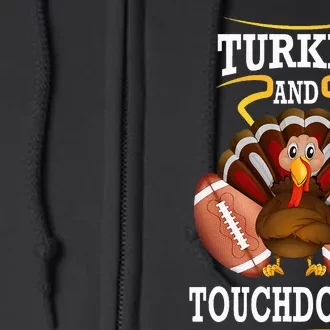 Thanksgiving Turkey And Touchdowns Football Full Zip Hoodie