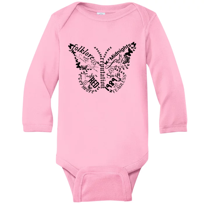 Taylor Ttpd Album Butterfly Silhouette Baby Long Sleeve Bodysuit