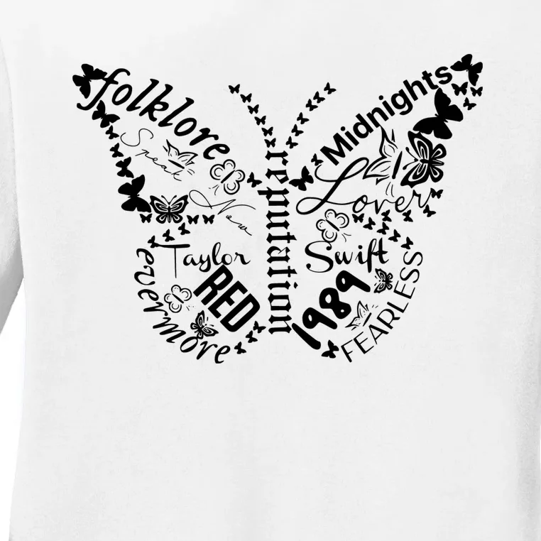 Taylor Ttpd Album Butterfly Silhouette Ladies Long Sleeve Shirt