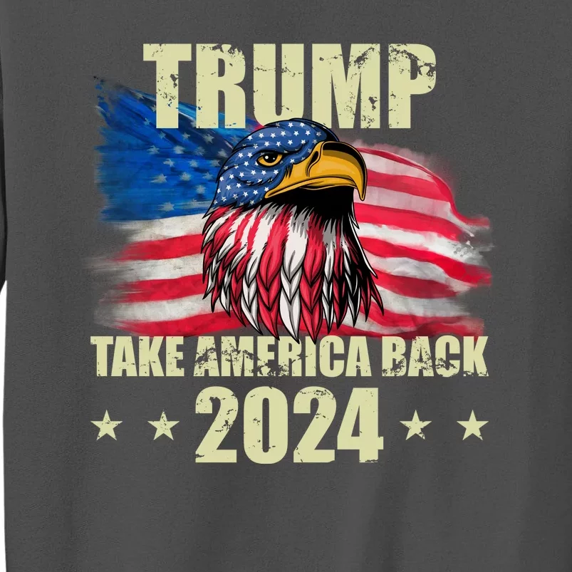 Trump Take America Back 2024 Eagle Usa Flag Tall Sweatshirt