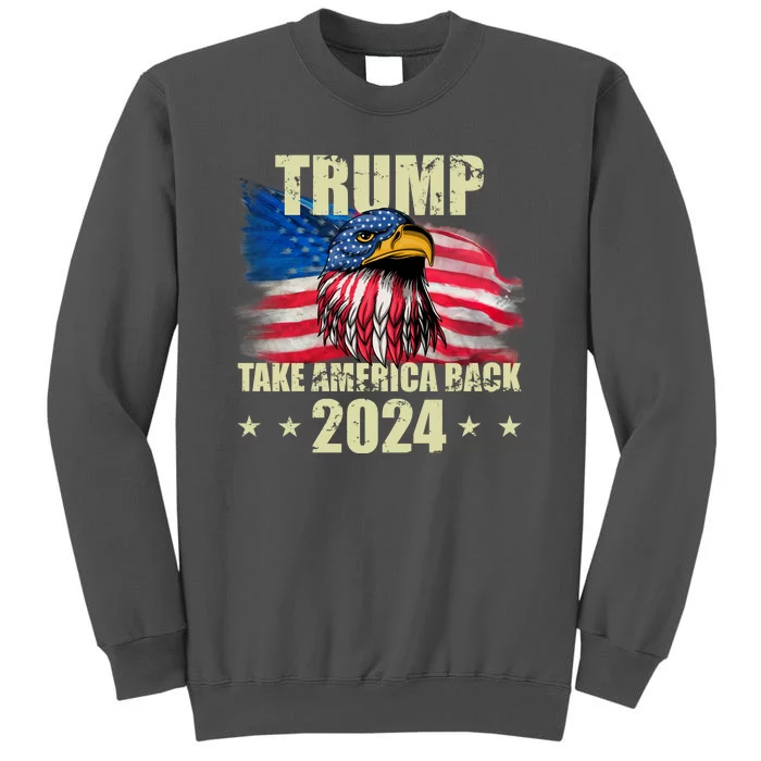 Trump Take America Back 2024 Eagle Usa Flag Tall Sweatshirt