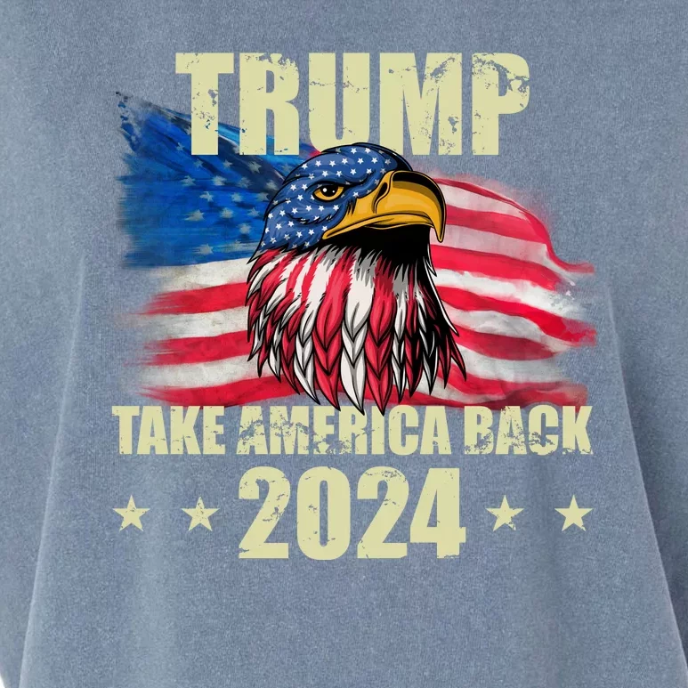 Trump Take America Back 2024 Eagle Usa Flag Garment-Dyed Women's Muscle Tee