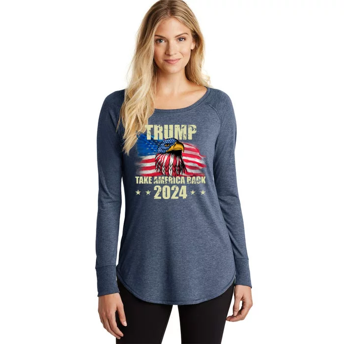 Trump Take America Back 2024 Eagle Usa Flag Women's Perfect Tri Tunic Long Sleeve Shirt