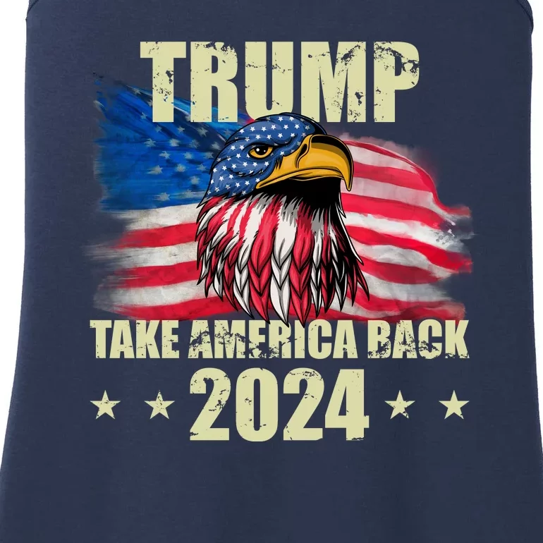 Trump Take America Back 2024 Eagle Usa Flag Ladies Essential Tank