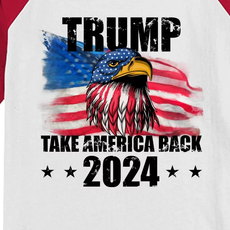 Trump Take America Back 2024 Eagle Usa Flag Kids Colorblock Raglan Jersey