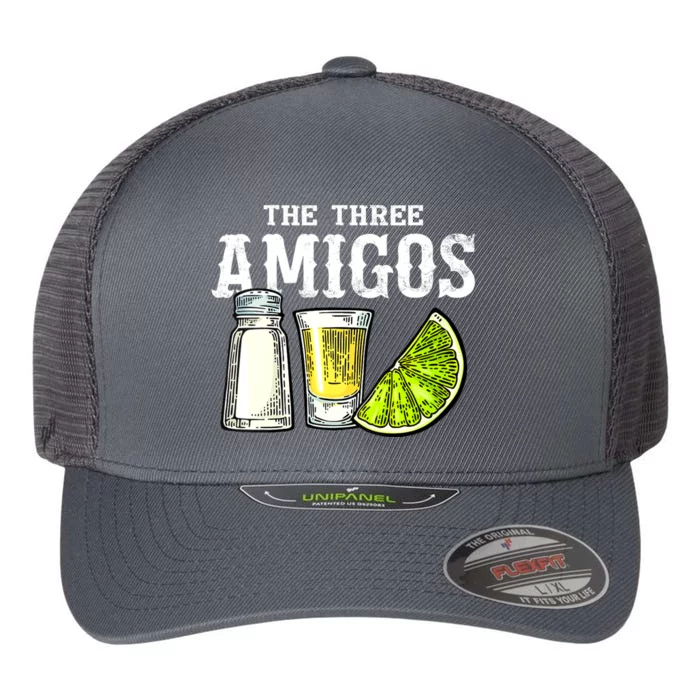 The Three Amigos Lime Salt Tequila Funny Cinco De Mayo Gifts Flexfit Unipanel Trucker Cap