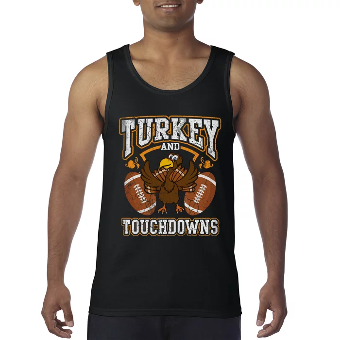 Thanksgiving Turkey And Touchdowns Football Tank Top