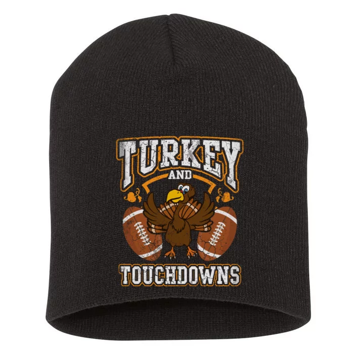 Thanksgiving Turkey And Touchdowns Football Short Acrylic Beanie