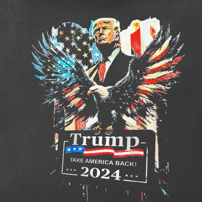 Trump Take America Back 2024 Eagle Us Flag Zip Tote Bag