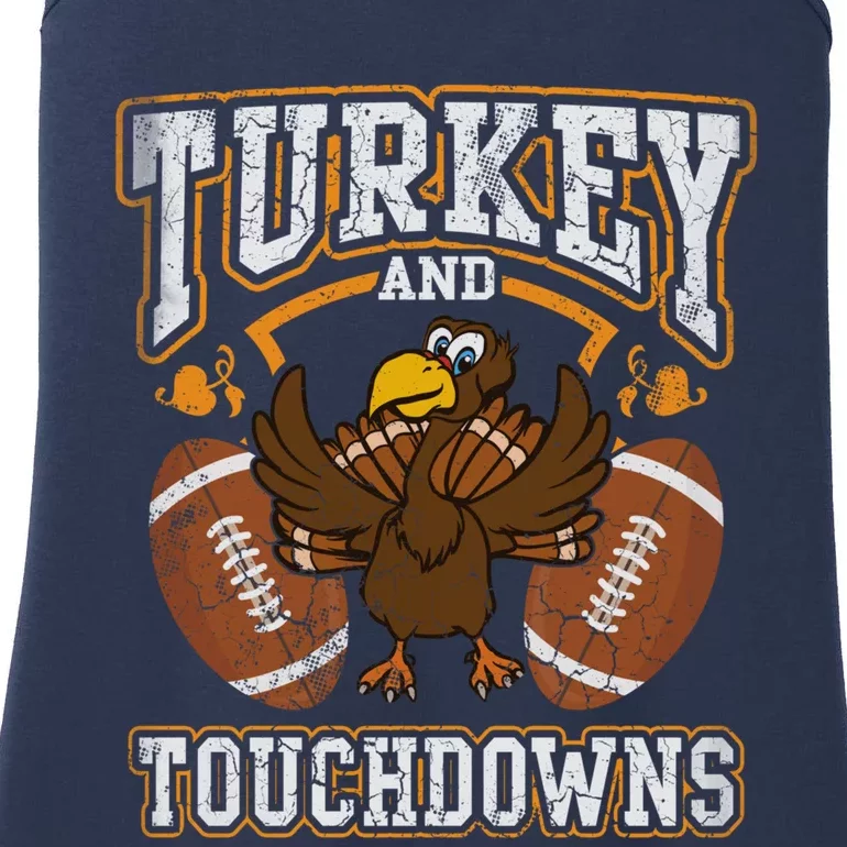 Thanksgiving Turkey And Touchdowns Football Ladies Essential Tank