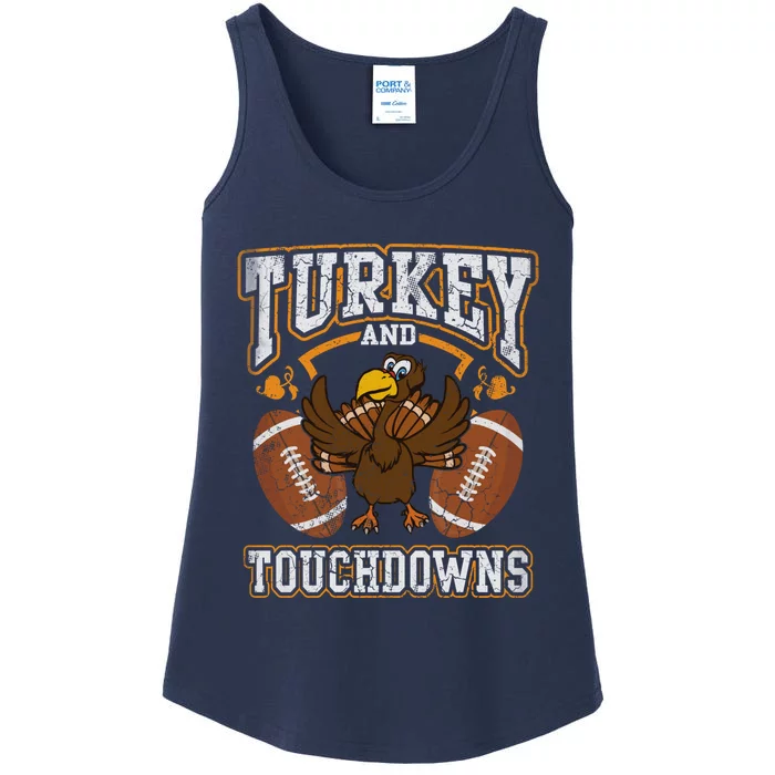 Thanksgiving Turkey And Touchdowns Football Ladies Essential Tank