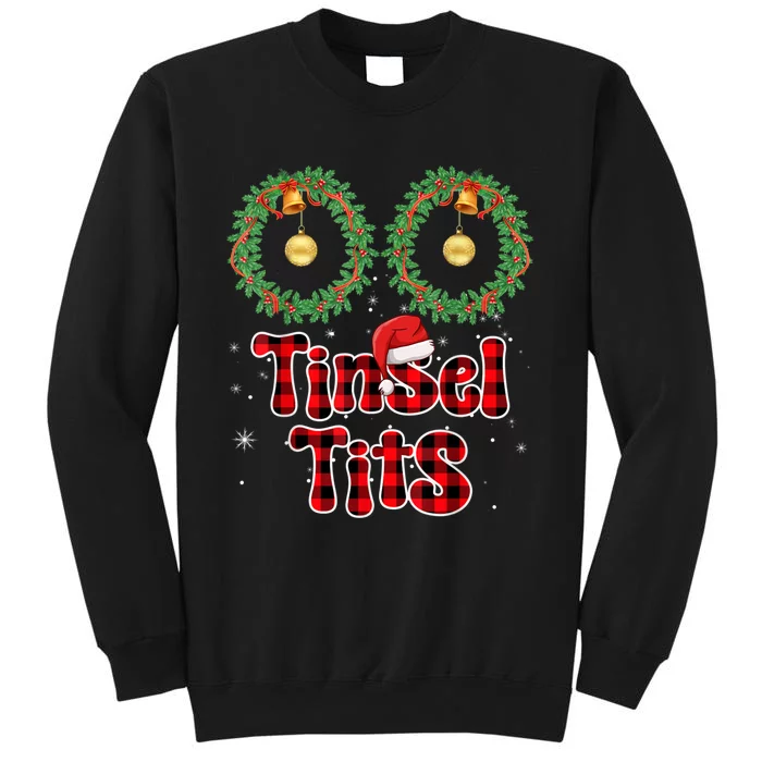 Tinsel Tits Jingle Balls Funny Matching Christmas Couple Chestnuts Red Buffalo Plaid Tall Sweatshirt