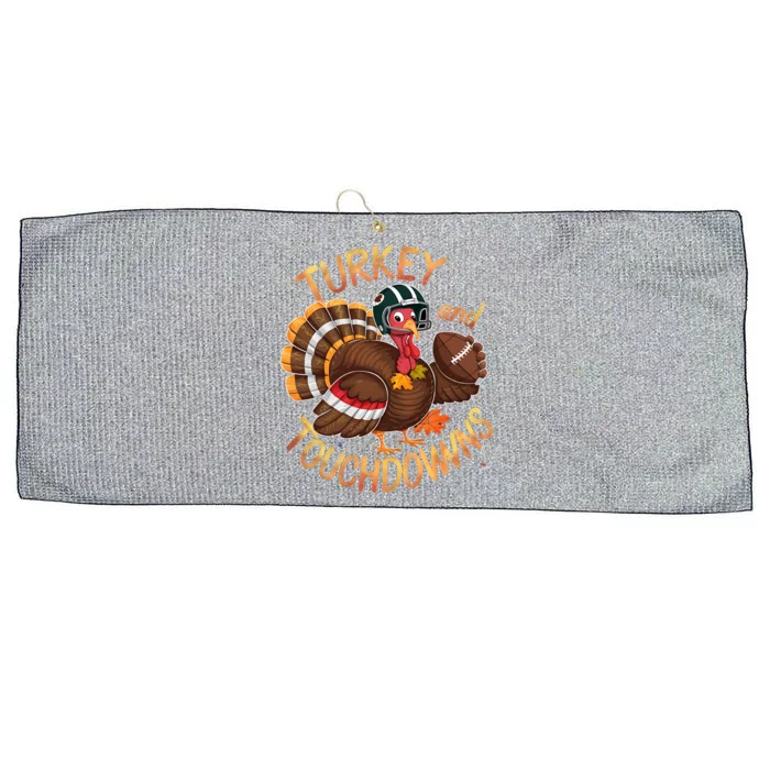 Thanksgiving Turkey And Touchdowns Football Funny Game Day Cool Gift Large Microfiber Waffle Golf Towel