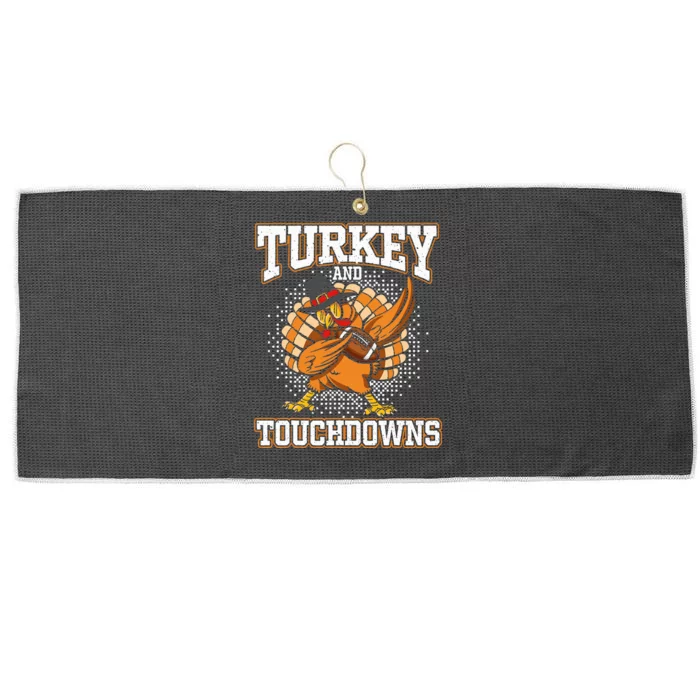 Thanksgiving Turkey And Touchdowns Football Large Microfiber Waffle Golf Towel