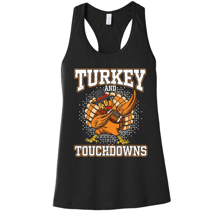 Thanksgiving Turkey And Touchdowns Football Women's Racerback Tank